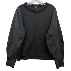 Athleta Women's Harlow Long Sleeve Hybrid Top Casual Black Streetwear Neutral L